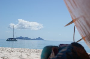 Another tough day for Ollie, passed out under the paddleboard. 